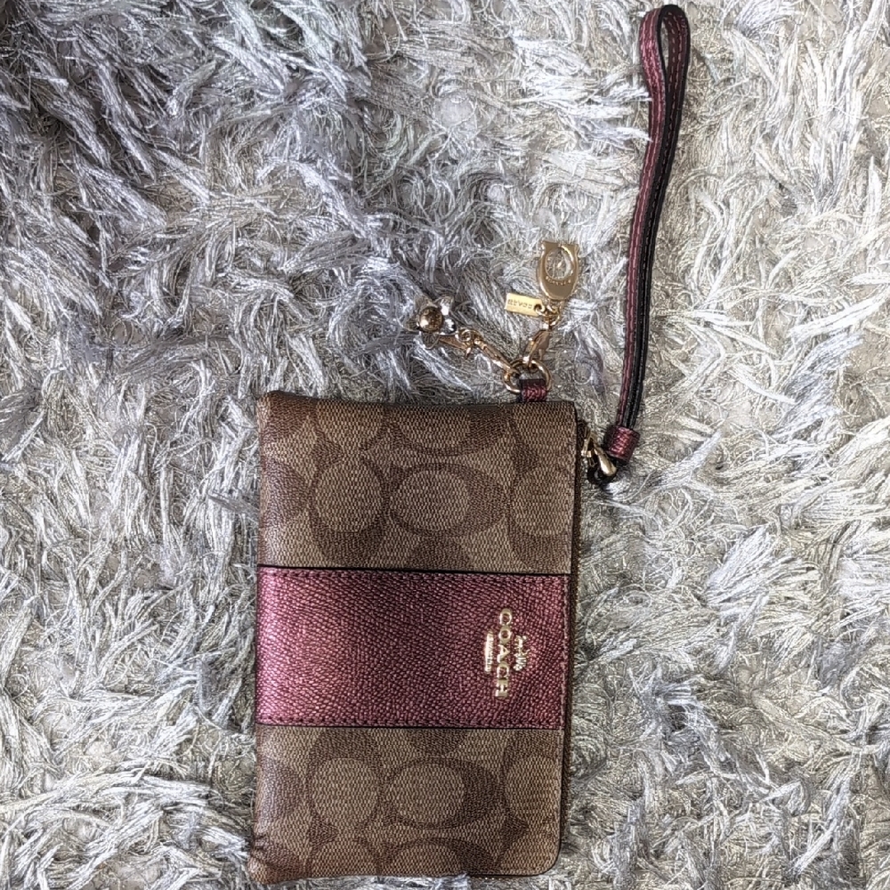 Brown and Burgundy Wristlet